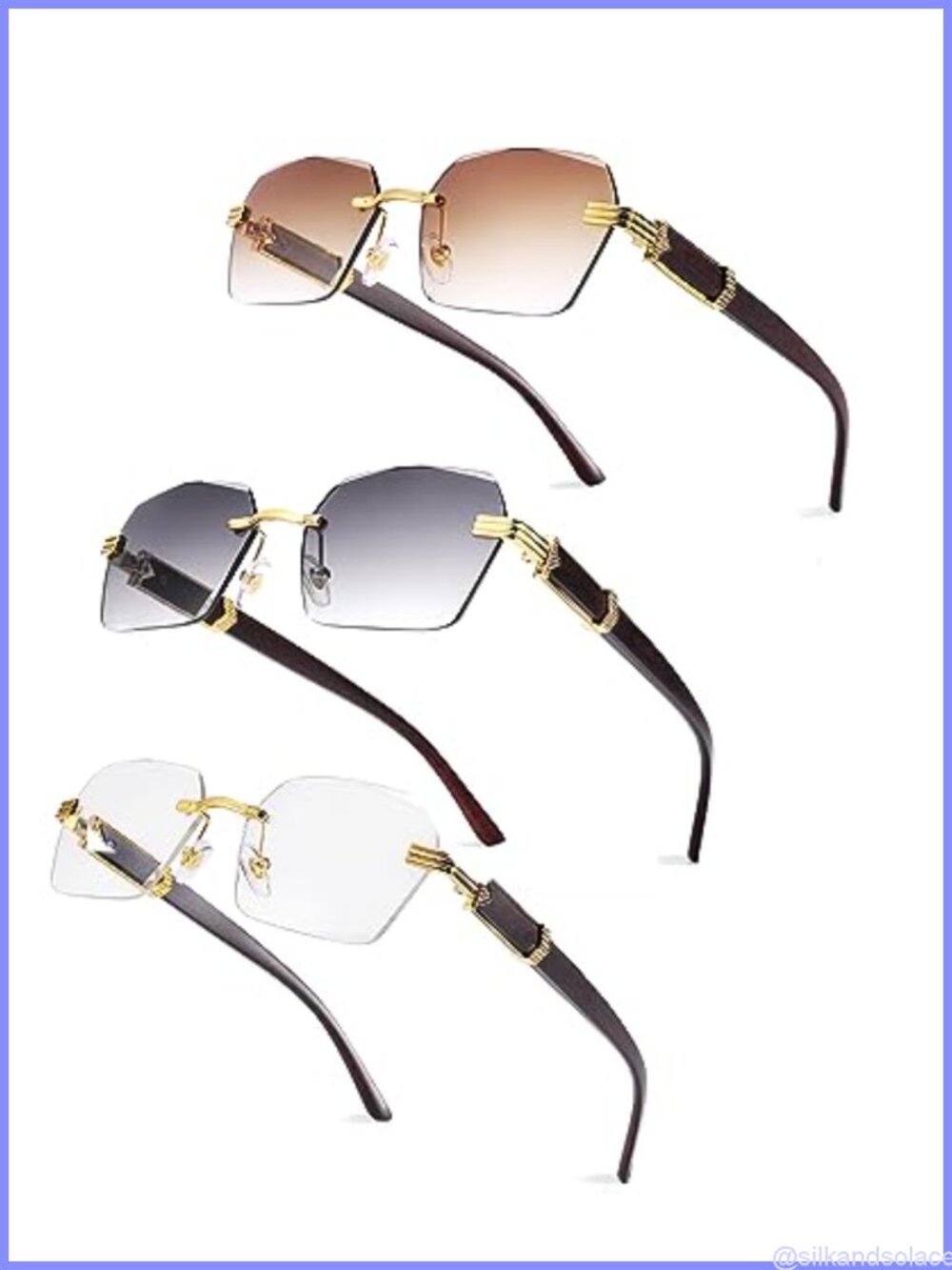 Rimless Rectangle Sunglasses Retro UV400 Unisex Y2K Fashion Eyewear